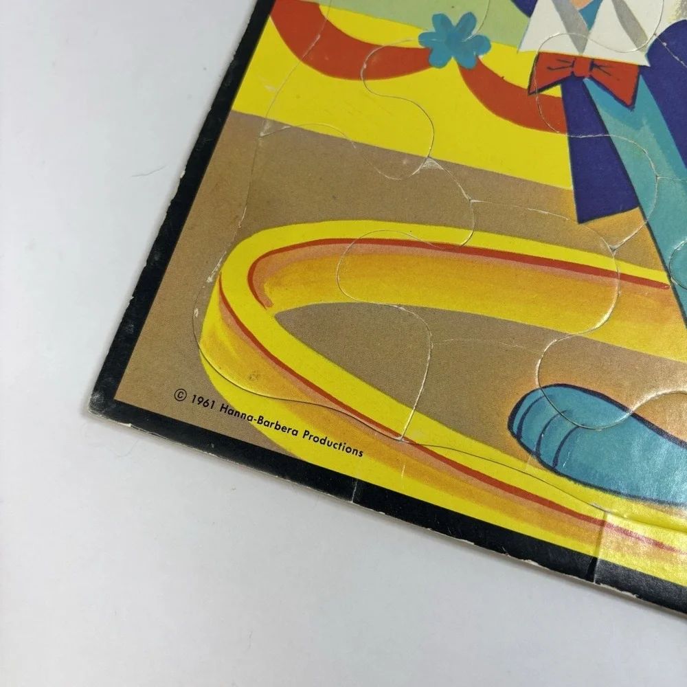 2 VTG 1961 Hanna-Barbera Productions Huckleberry Hound Tray Puzzles Cardboard